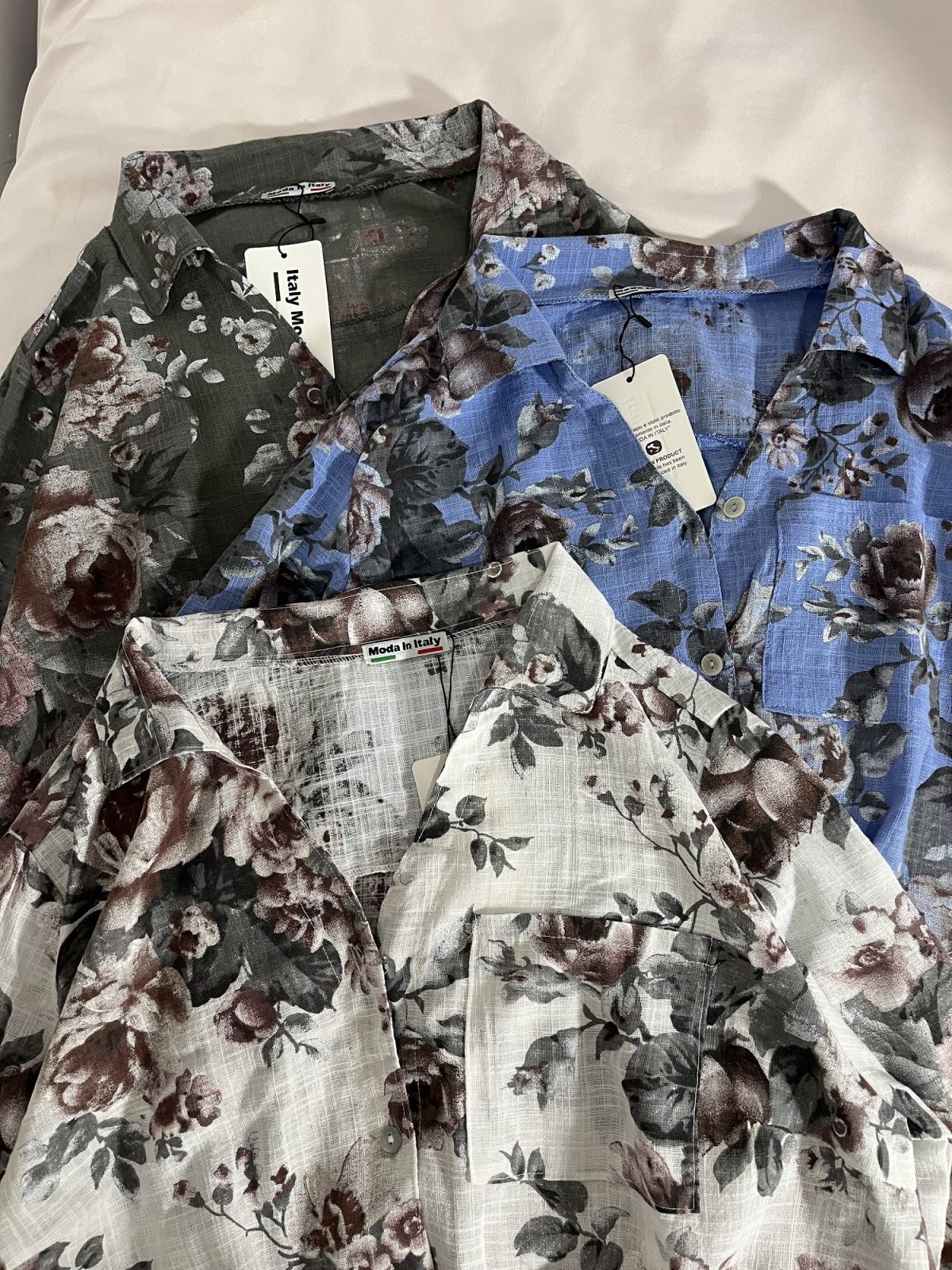 شومیز گره ای لینن وارداتی گلدار(3088) - Image 3