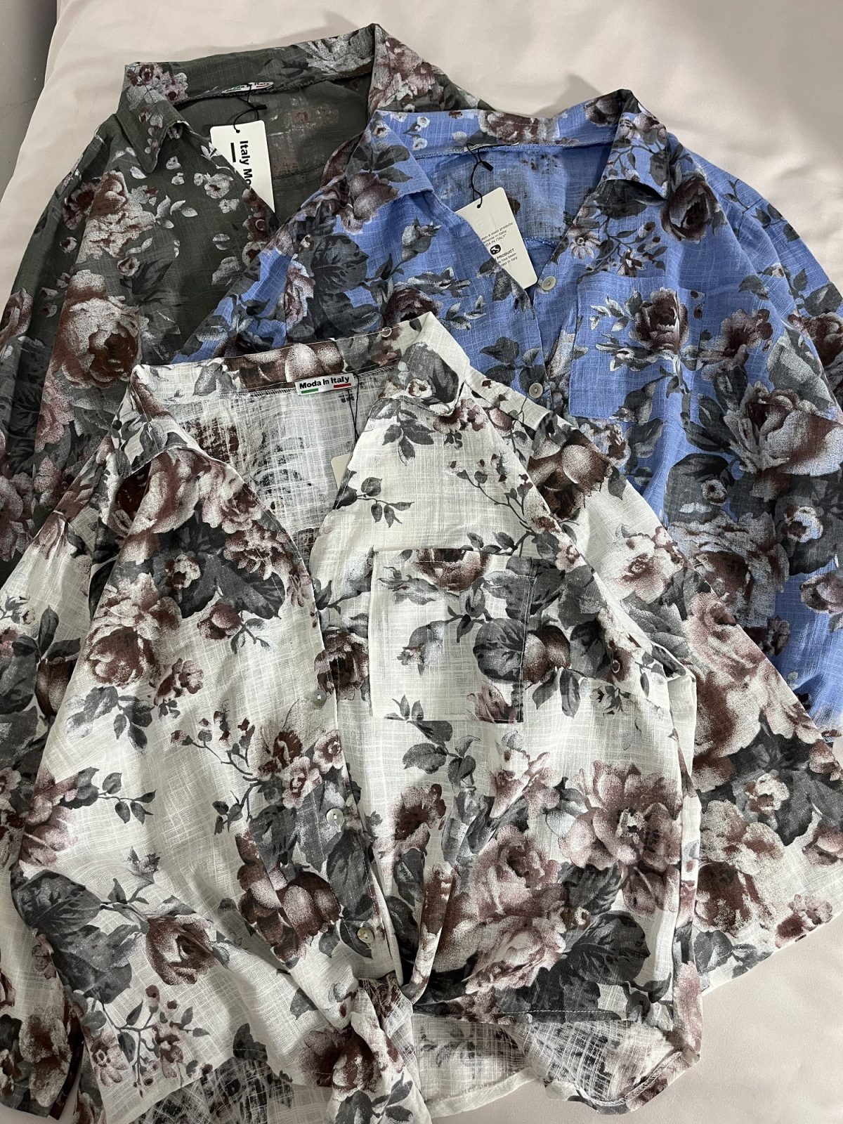 شومیز گره ای لینن وارداتی گلدار(3088) - Image 4