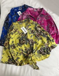 شومیز گره ای لینن وارداتی گلدار(3088)