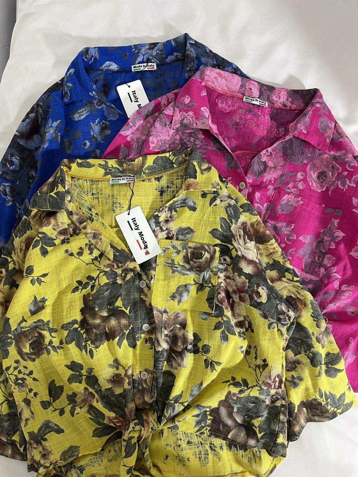 شومیز گره ای لینن وارداتی گلدار(3088) - Image 5