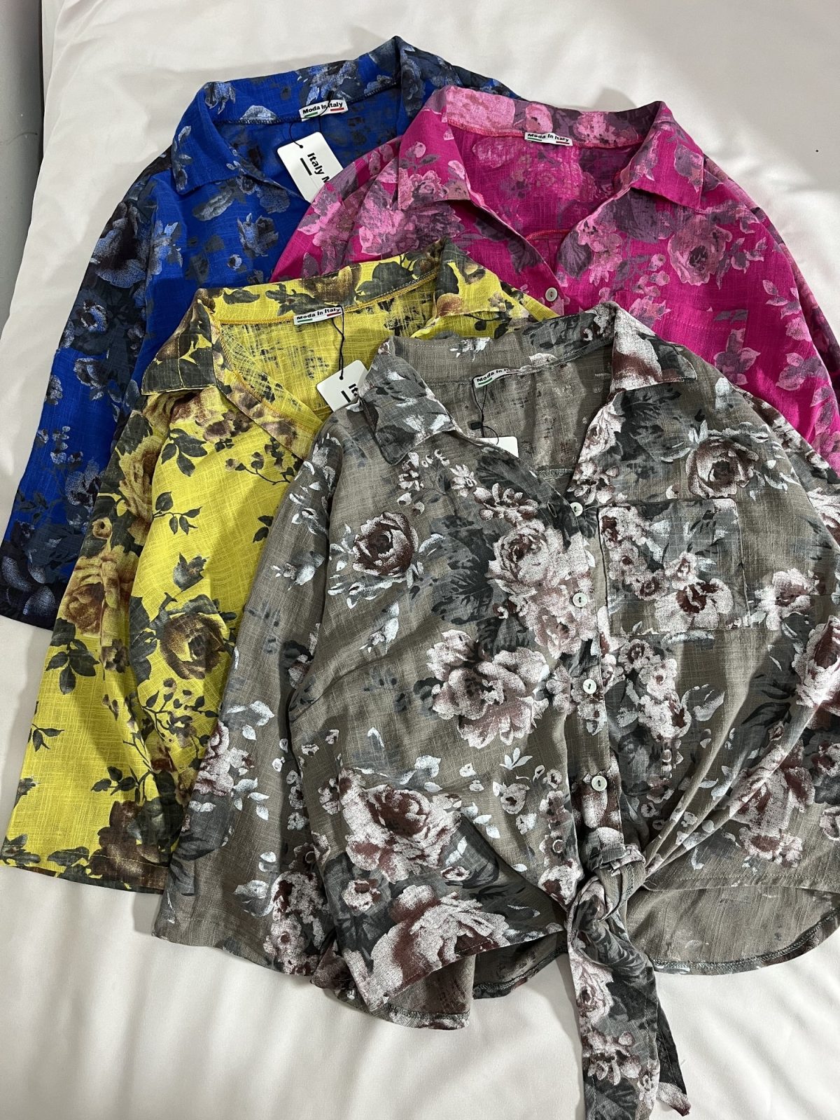 شومیز گره ای لینن وارداتی گلدار(3088) - Image 6