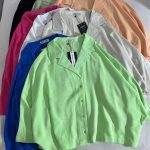 شومیز یقه E لینن پلاس پارچه وارداتی(3103)