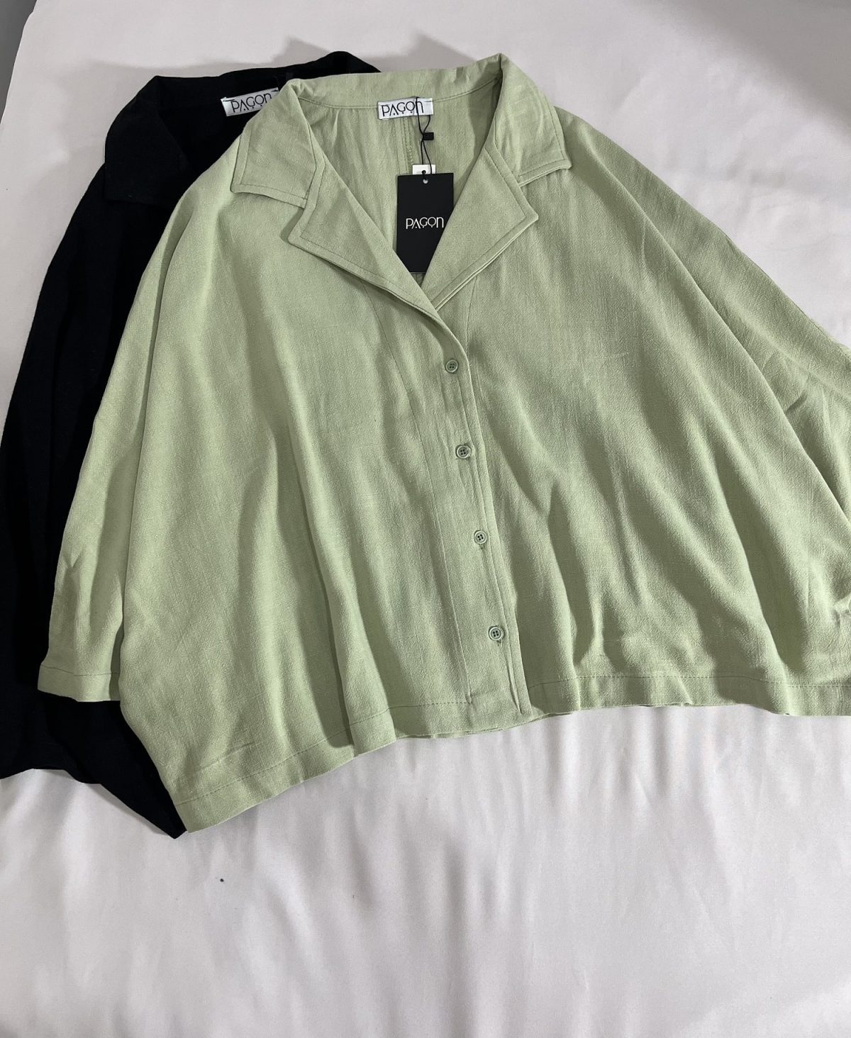 شومیز یقه E لینن پلاس پارچه وارداتی(3103) - Image 11