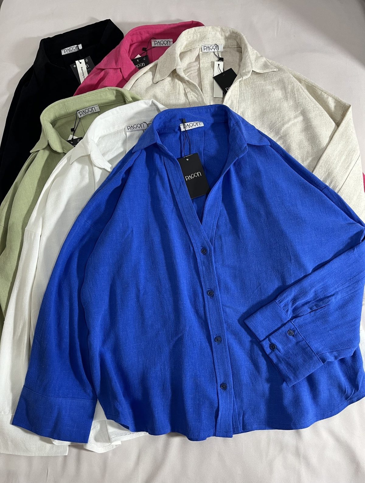 شومیز یقه هفت لینن پلاس پارچه وارداتی(3120) - Image 2