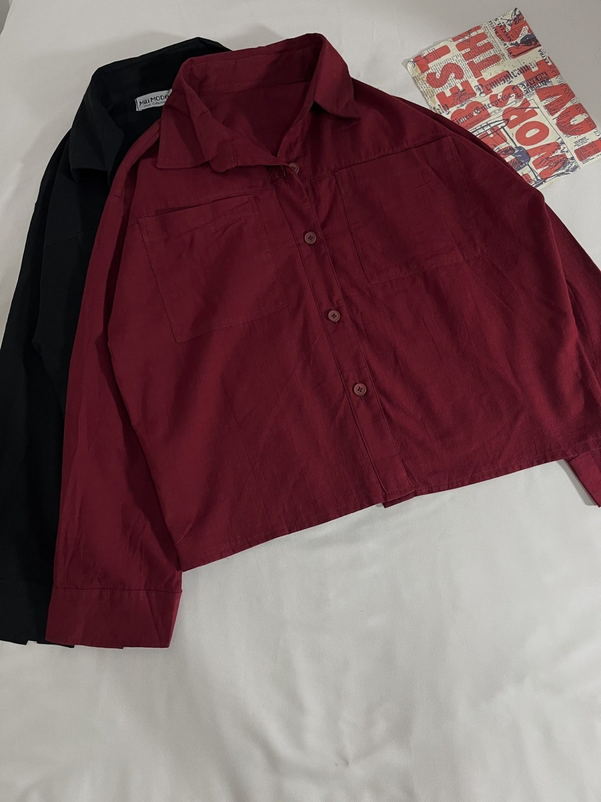 شومیز لینن اسلپ دو جیب بالا م(3132) - Image 3