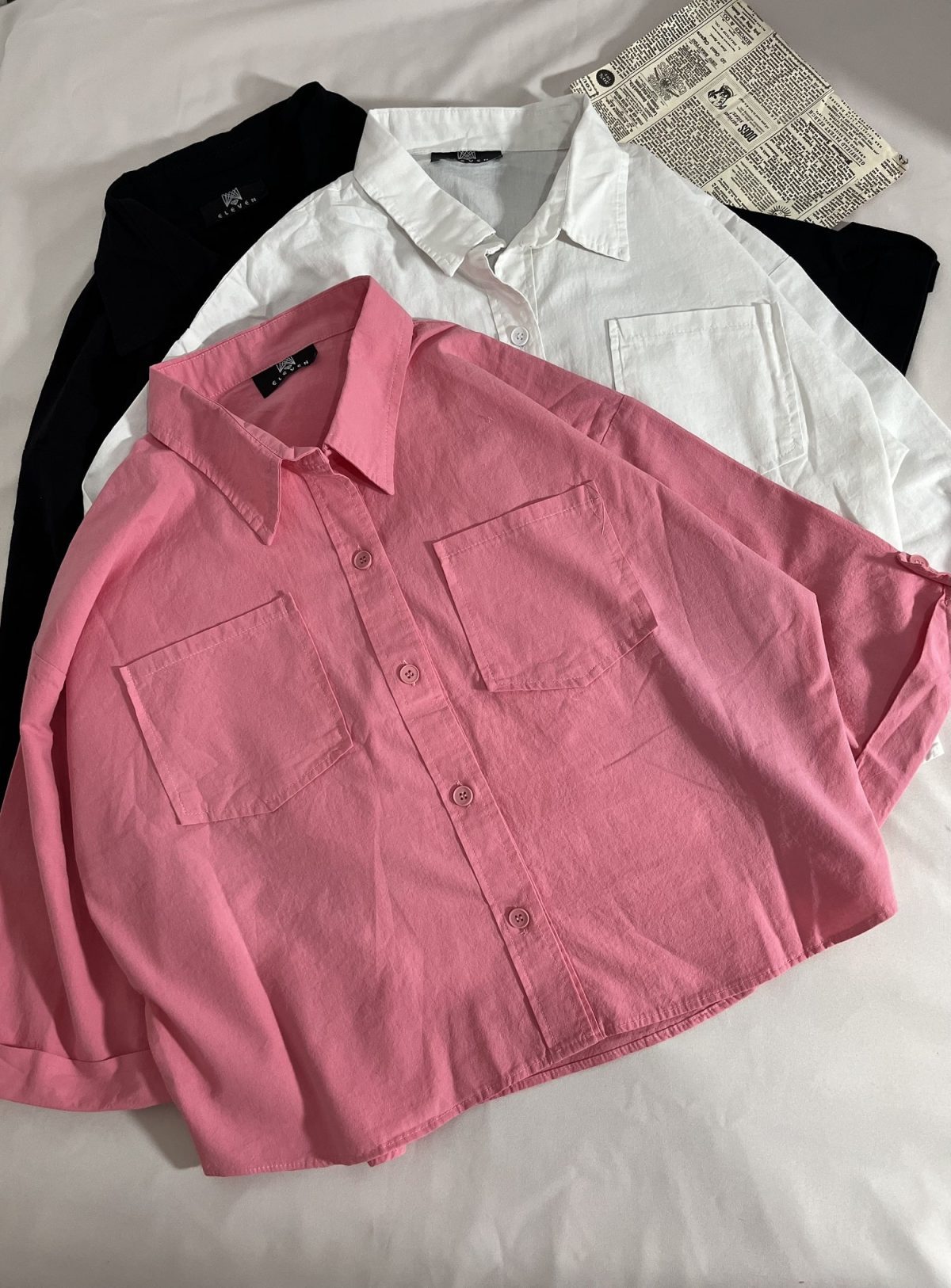 شومیز دو جیب لینن آستین دکمه(3148) - Image 3