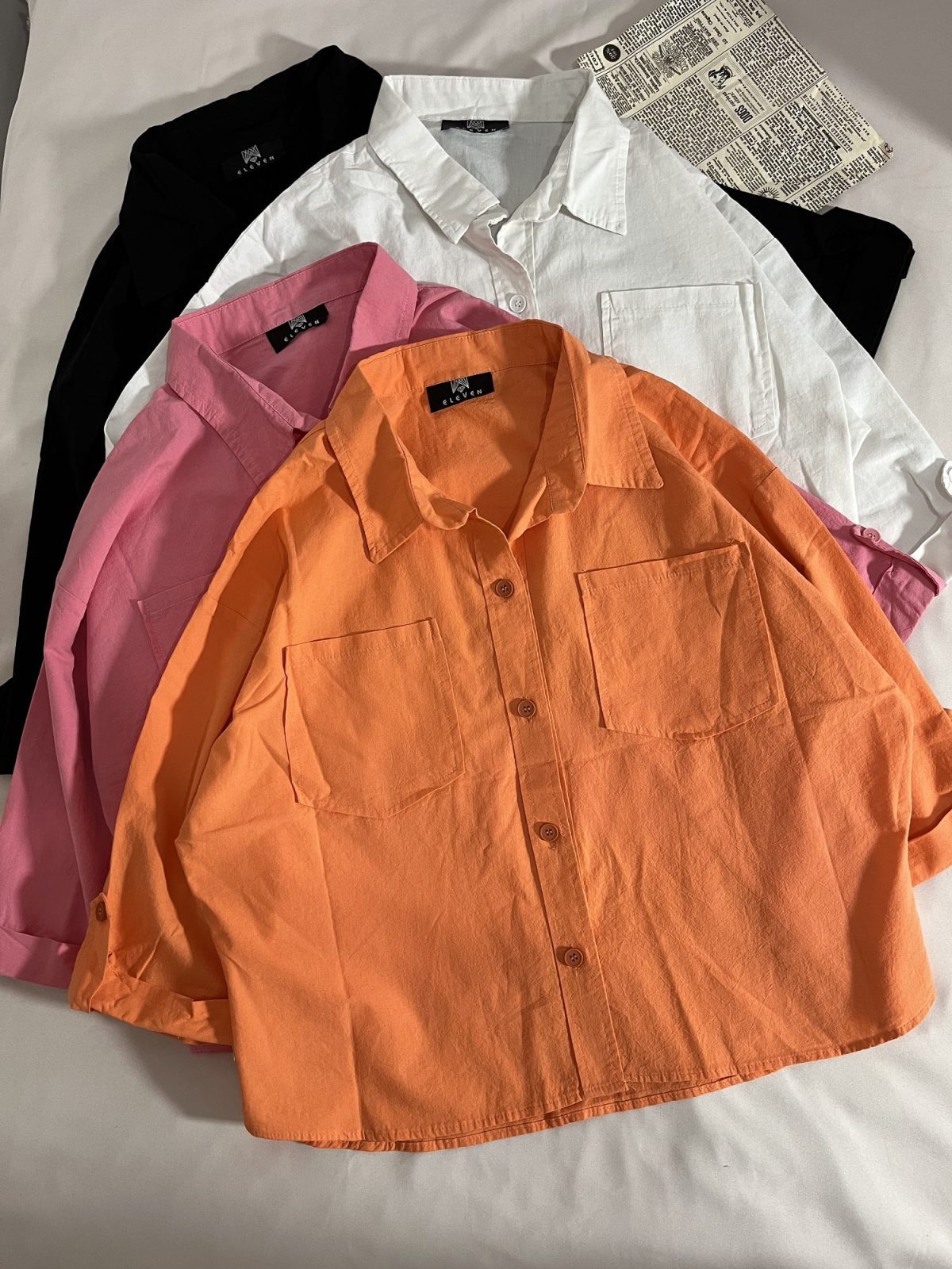 شومیز دو جیب لینن آستین دکمه(3148) - Image 2