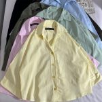 شومیز لینن یقه هفت آستین پاکتی م(3159)