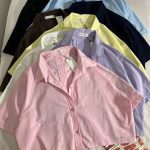 شومیز لینن اسلپ سه دکمه آبنباتی(3275)