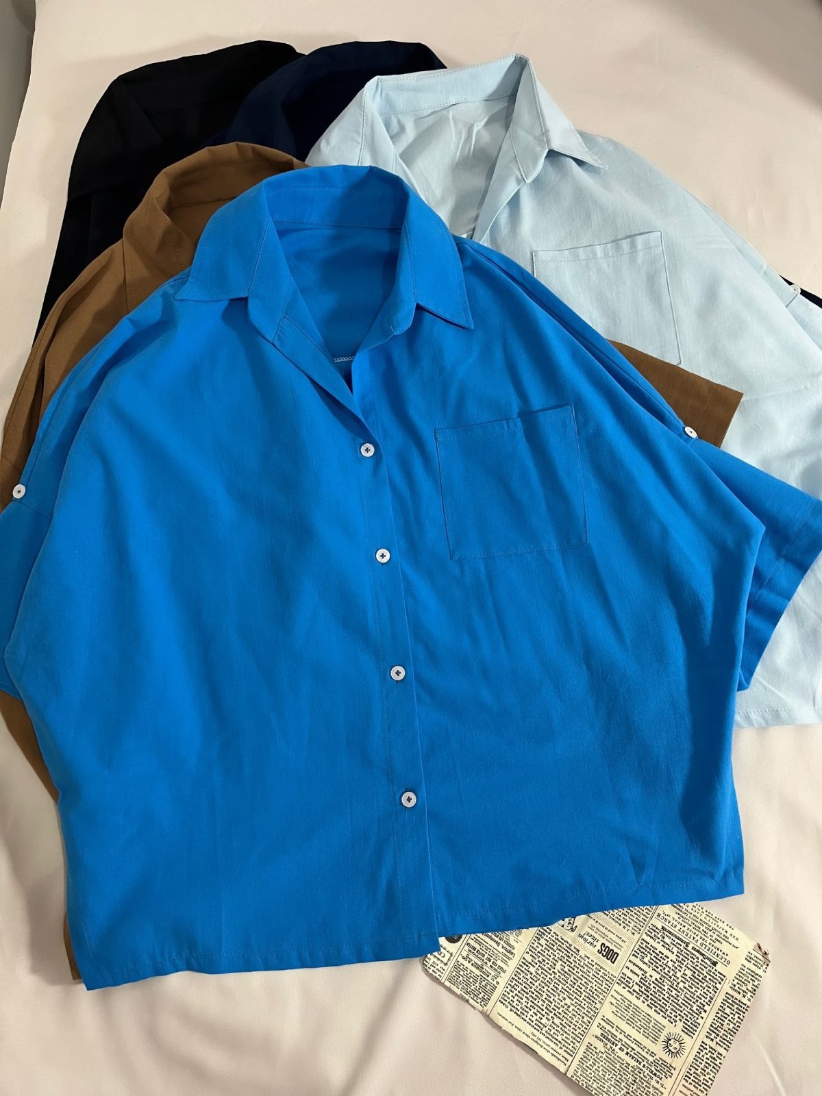 شومیز لینن تک جیب آستین دکمه(3164) - Image 3