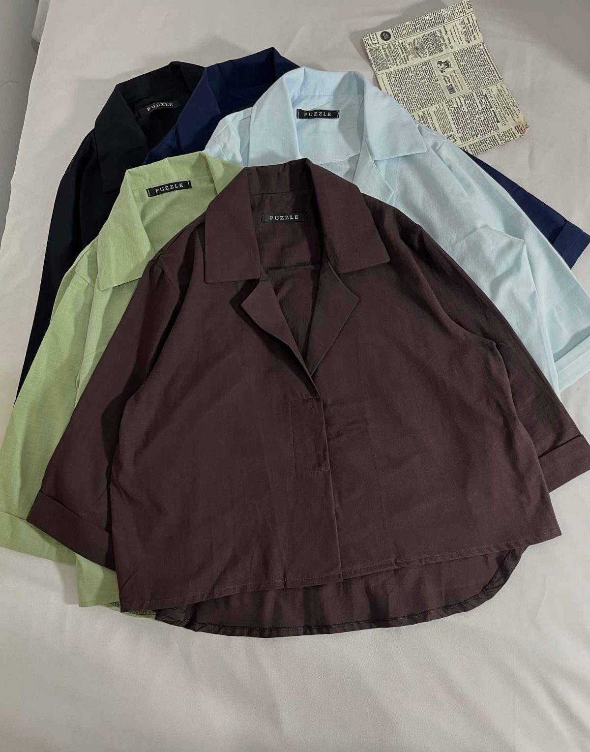 شومیز دکمه مخفی لینن اسلپ پ(3170) - Image 3