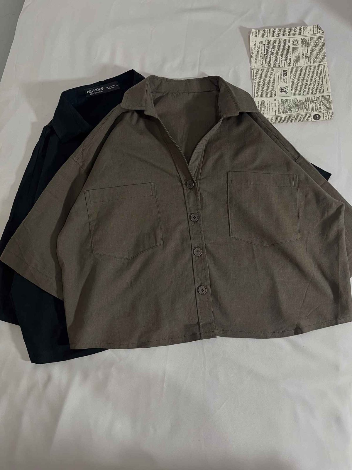 شومیز یقه هفت دوجیب لینن اسلپ م(3172) - Image 4