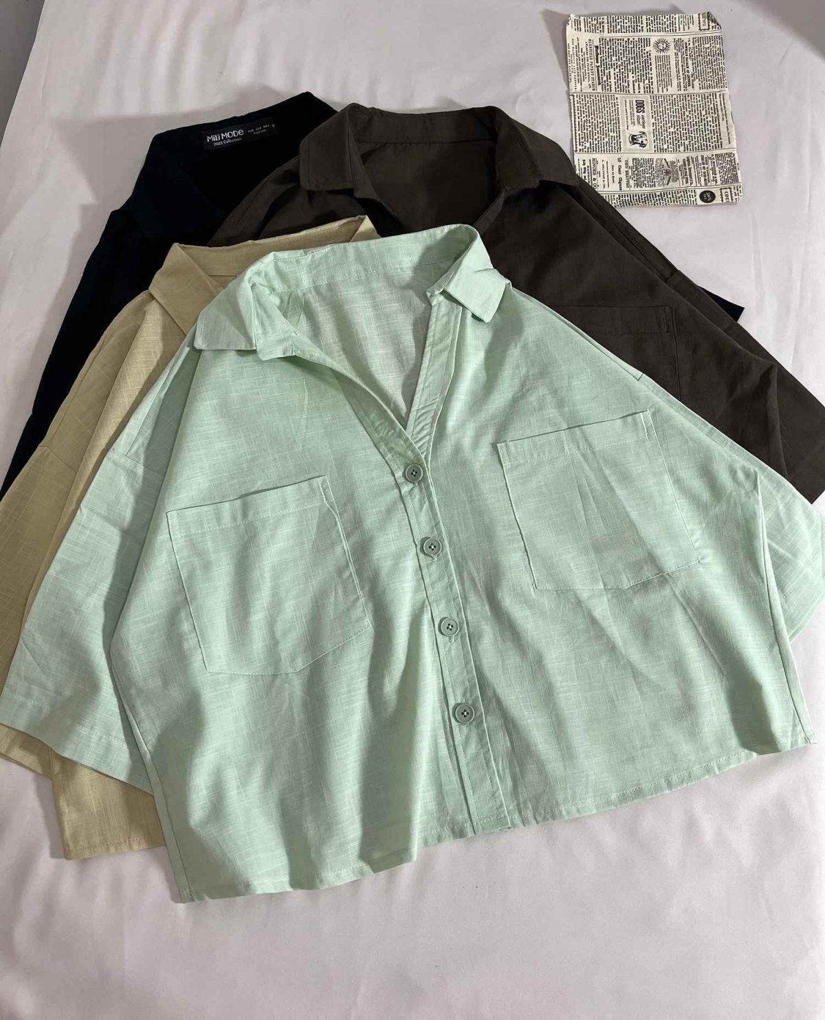 شومیز یقه هفت دوجیب لینن اسلپ م(3172) - Image 2