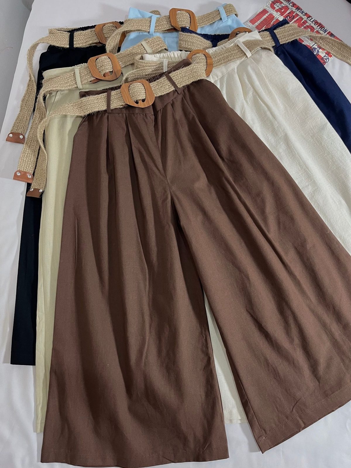 دامن شلواری لینن همراه کمربند کنفی(3168) - Image 5