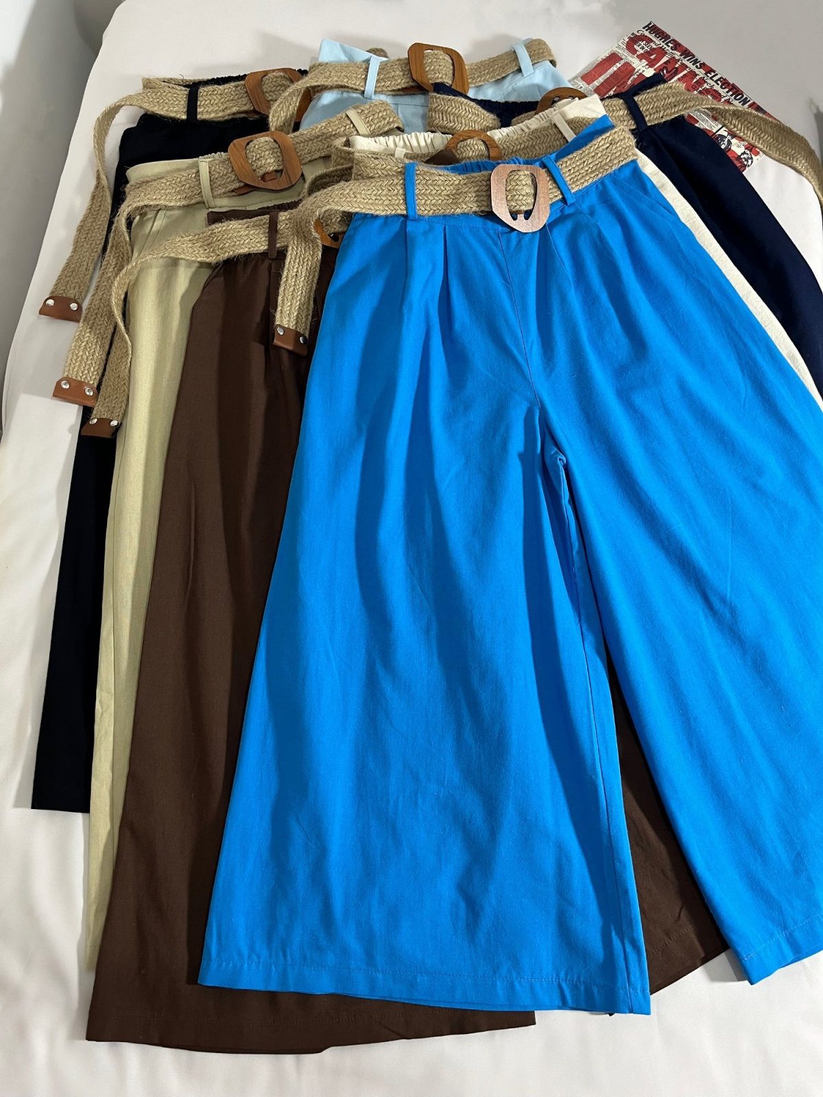 دامن شلواری لینن همراه کمربند کنفی(3168) - Image 4