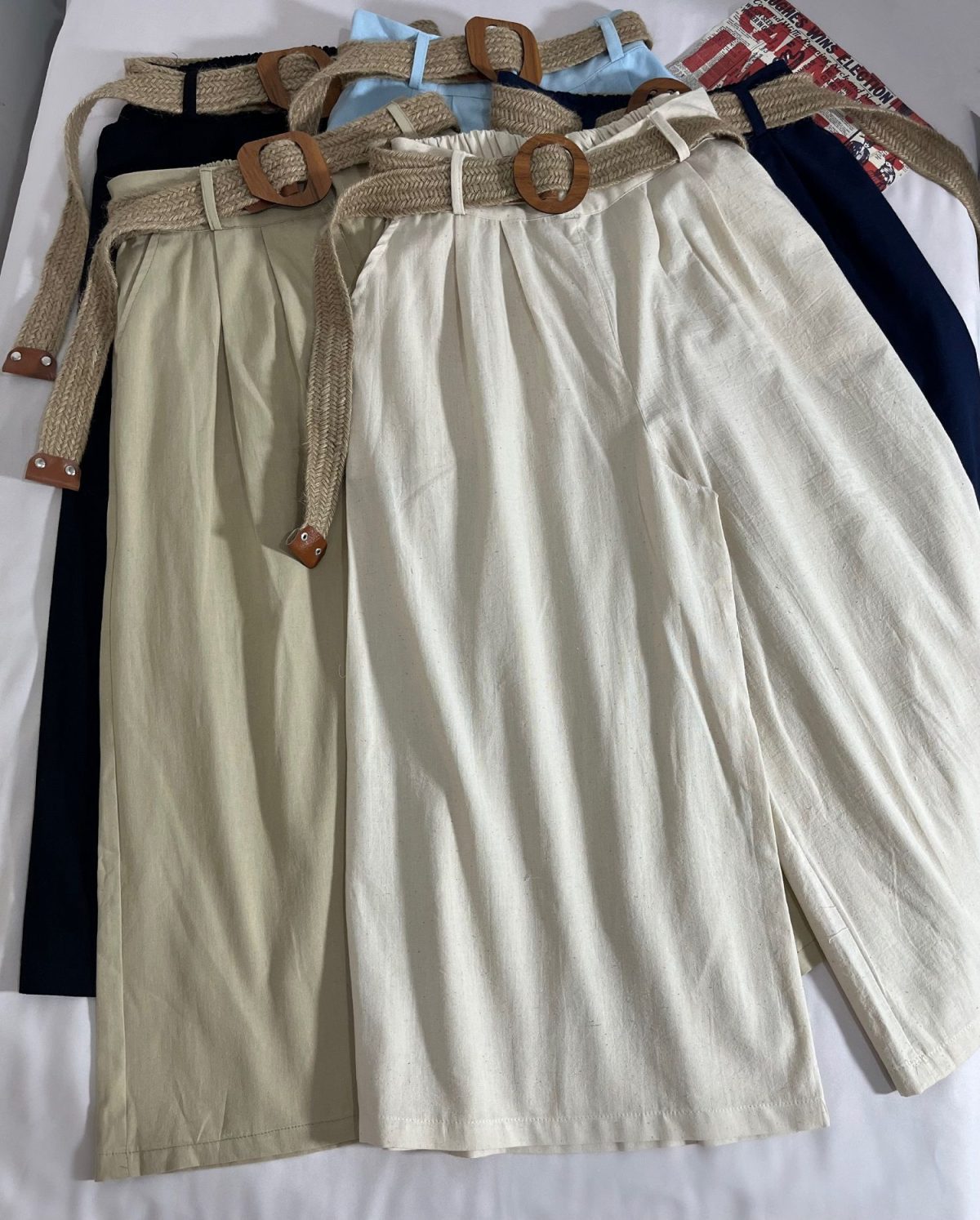 دامن شلواری لینن همراه کمربند کنفی(3168) - Image 3