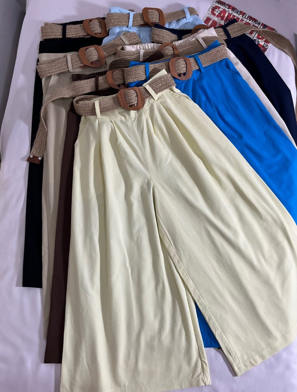 دامن شلواری لینن همراه کمربند کنفی(3168) - Image 2