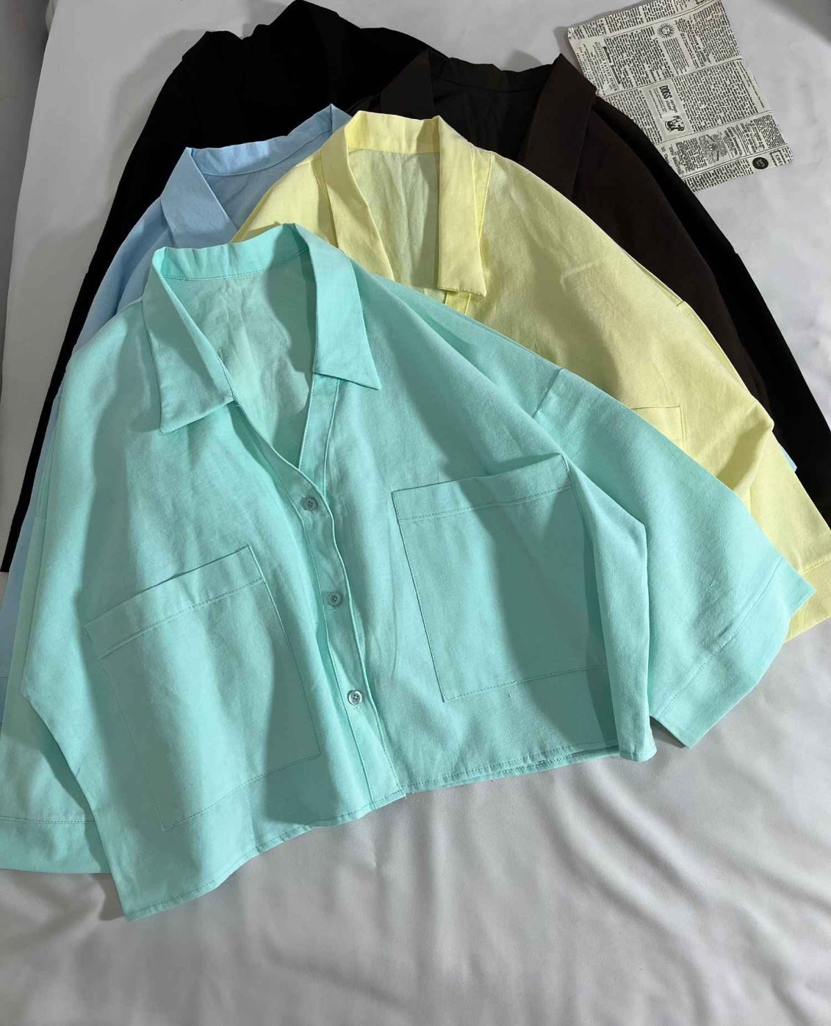 شومیز یقه هفت دوجیب سه دکمه لینن(3226) - Image 2