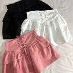 دامن کوتاه جلو بندی چیندار کتان نازک(3228)