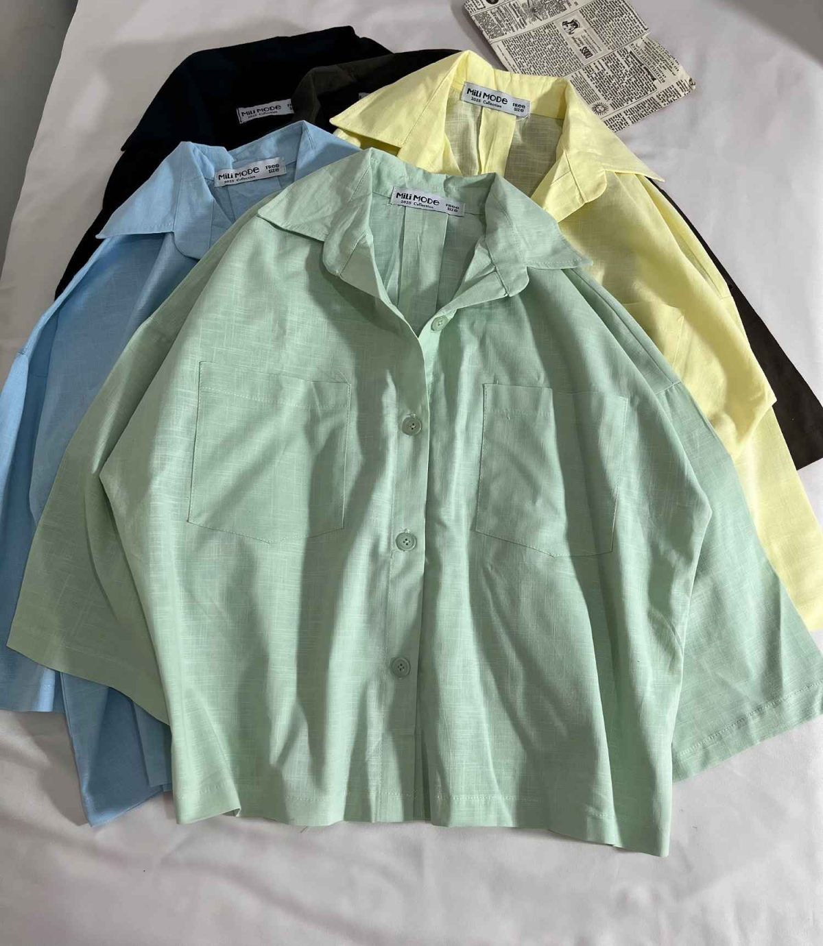 شومیز لینن اسلپ دوجیب م(3229) - Image 3