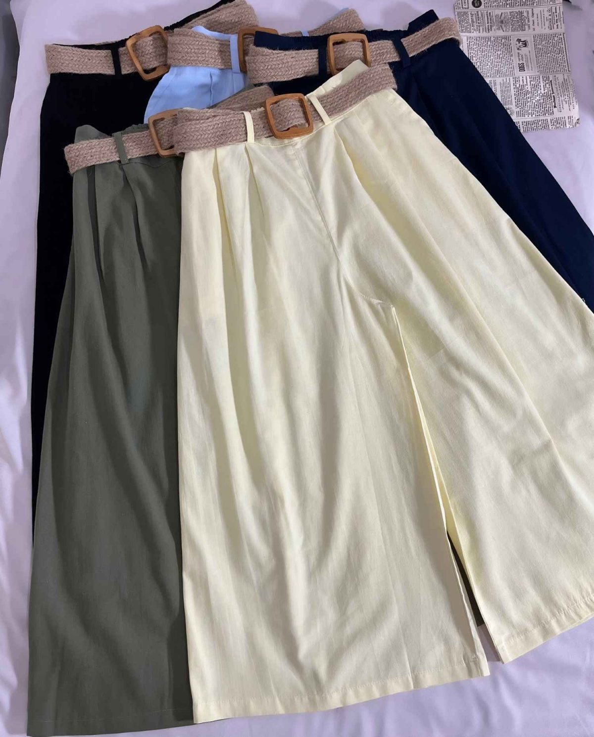 دامن شلواری لینن کمربند کنفی(3238) - Image 4