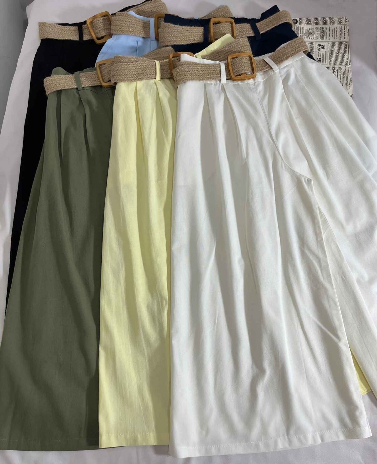 دامن شلواری لینن کمربند کنفی(3238) - Image 5