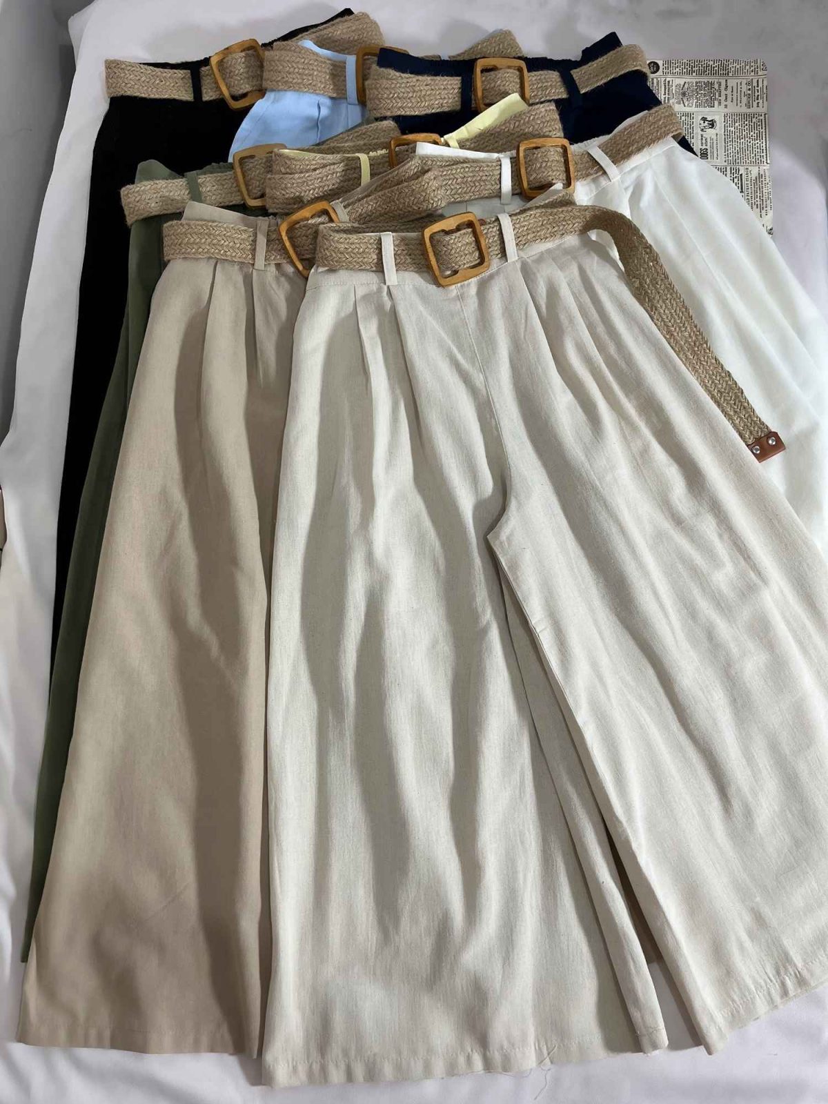 دامن شلواری لینن کمربند کنفی(3238) - Image 6