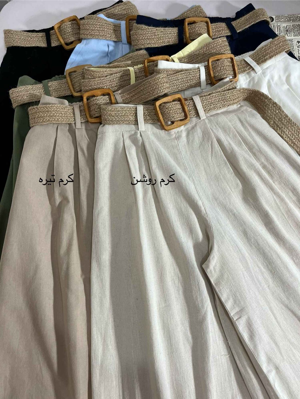 دامن شلواری لینن کمربند کنفی(3238) - Image 2