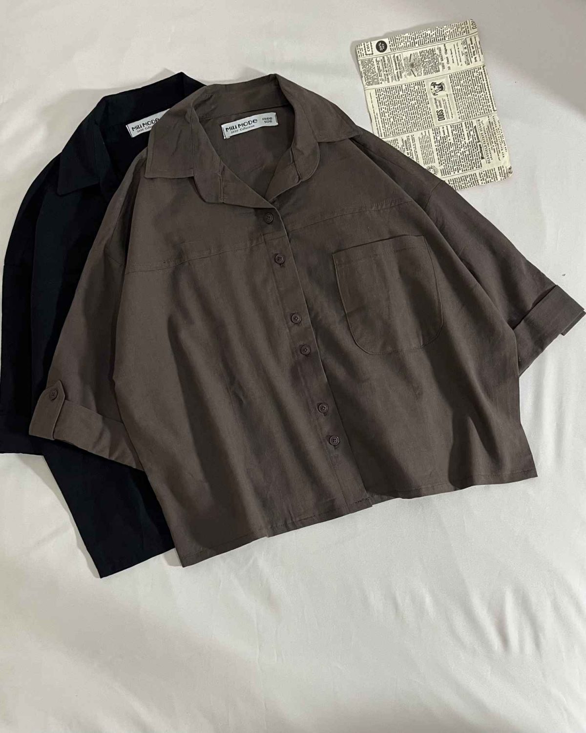 شومیز آستین دکمه لینن اسلپ م(3240) - Image 4