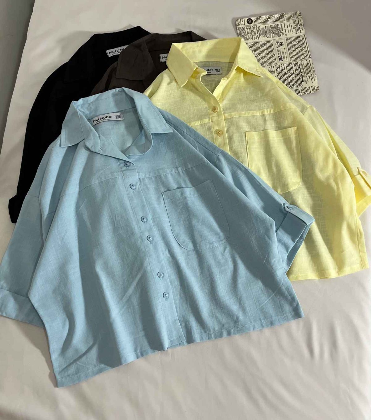 شومیز آستین دکمه لینن اسلپ م(3240) - Image 2