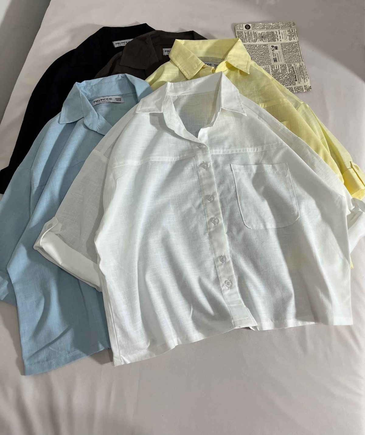 شومیز آستین دکمه لینن اسلپ م(3240) - Image 3