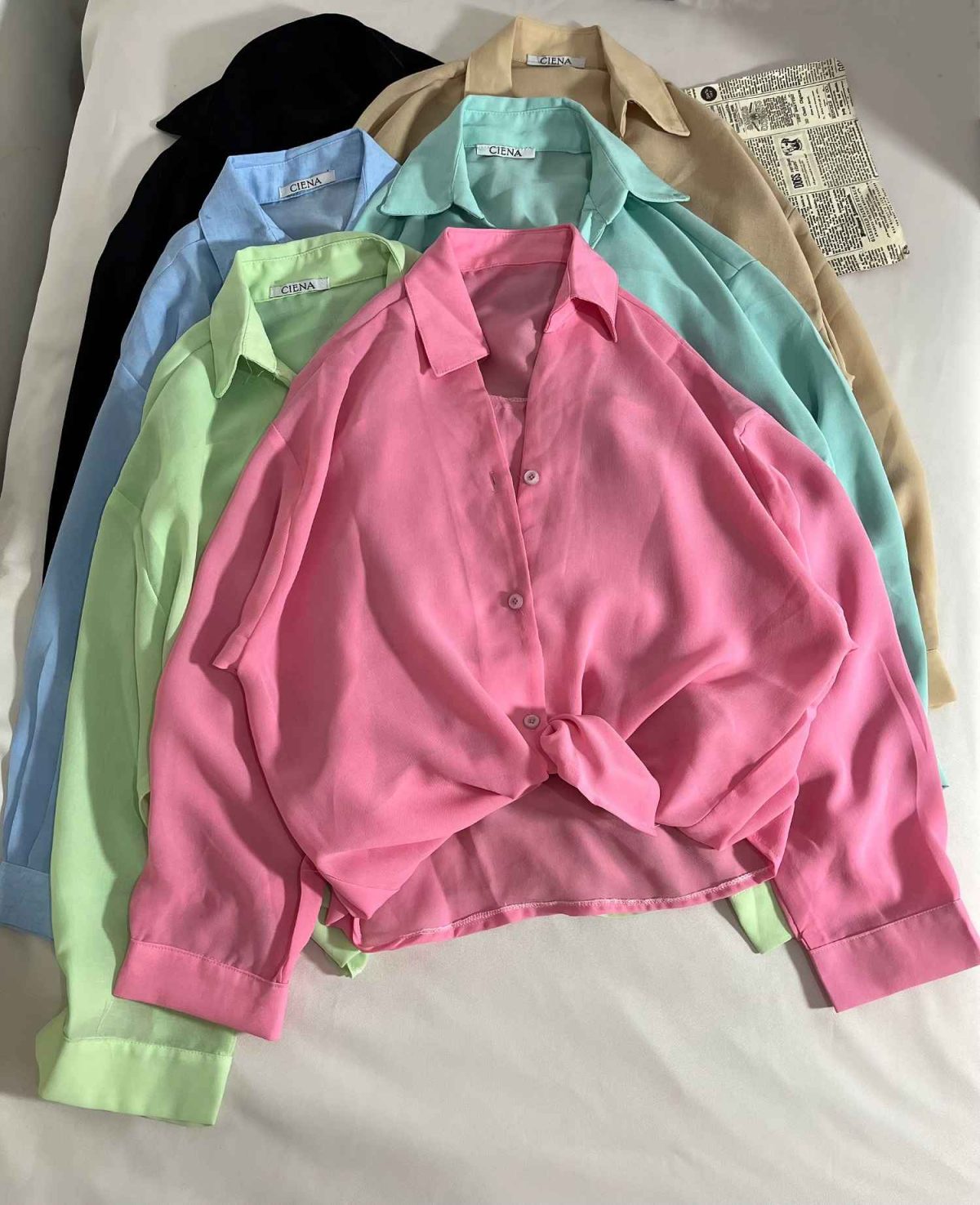 شومیز شیشه ای یقه هفت پاستیلی(3243) - Image 2