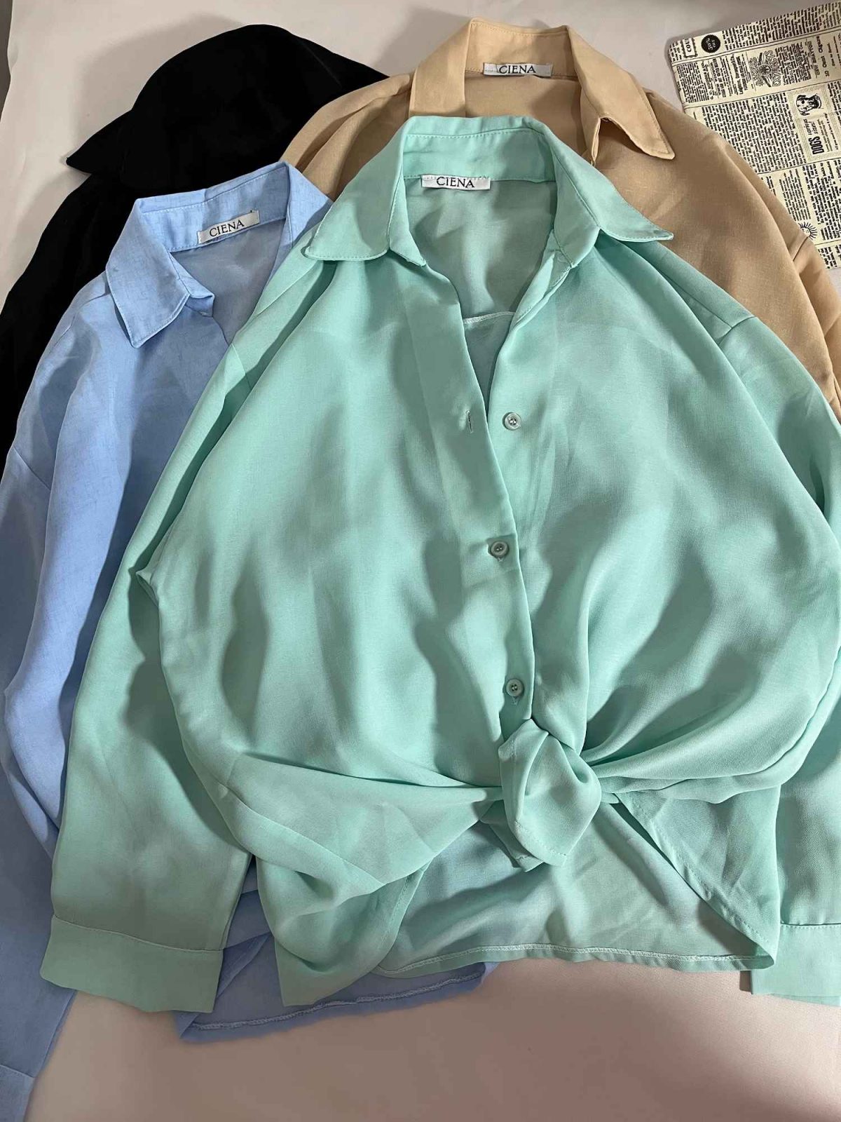 شومیز شیشه ای یقه هفت پاستیلی(3243) - Image 5