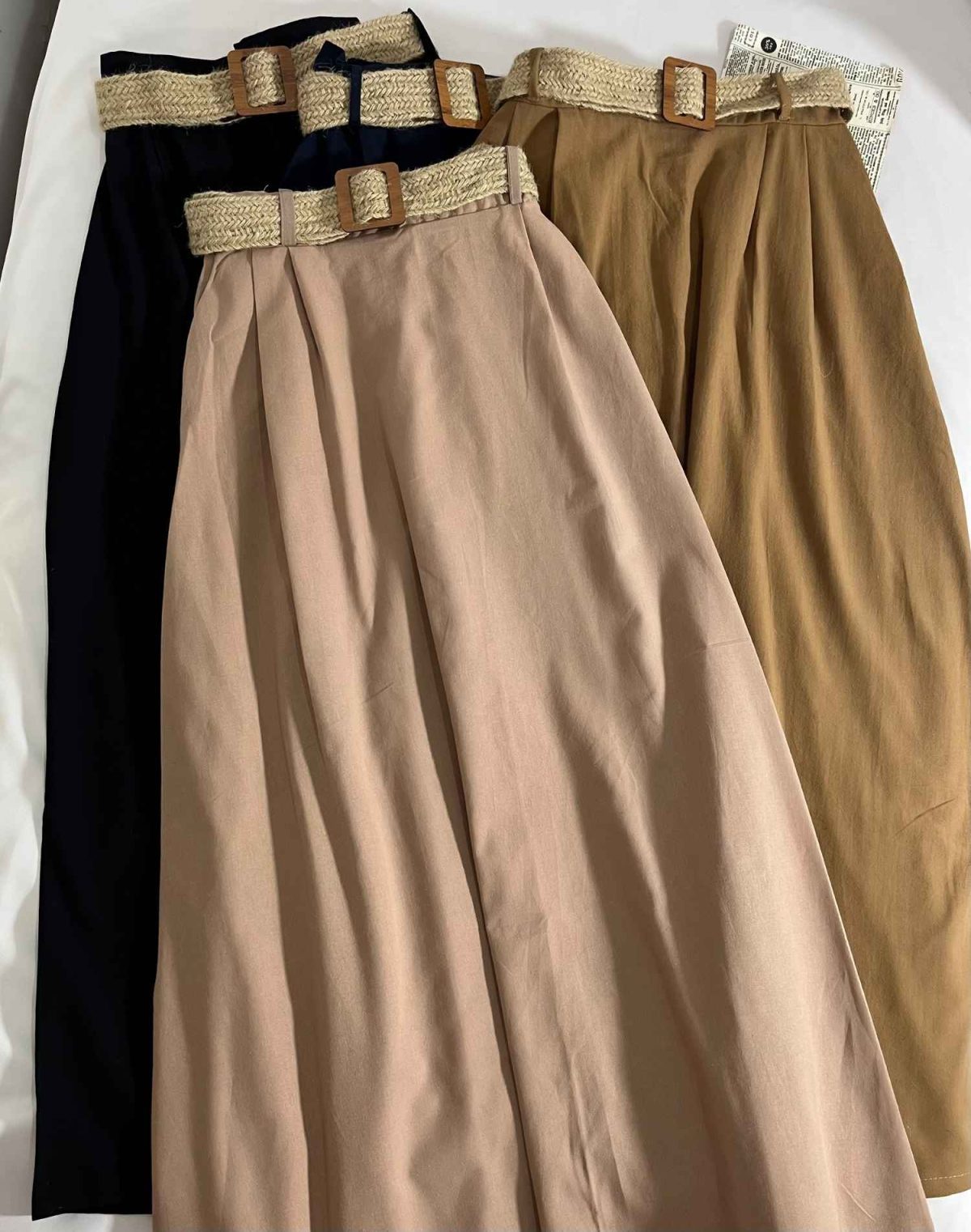 دامن لینن کمربند کنفی(3184) - Image 2