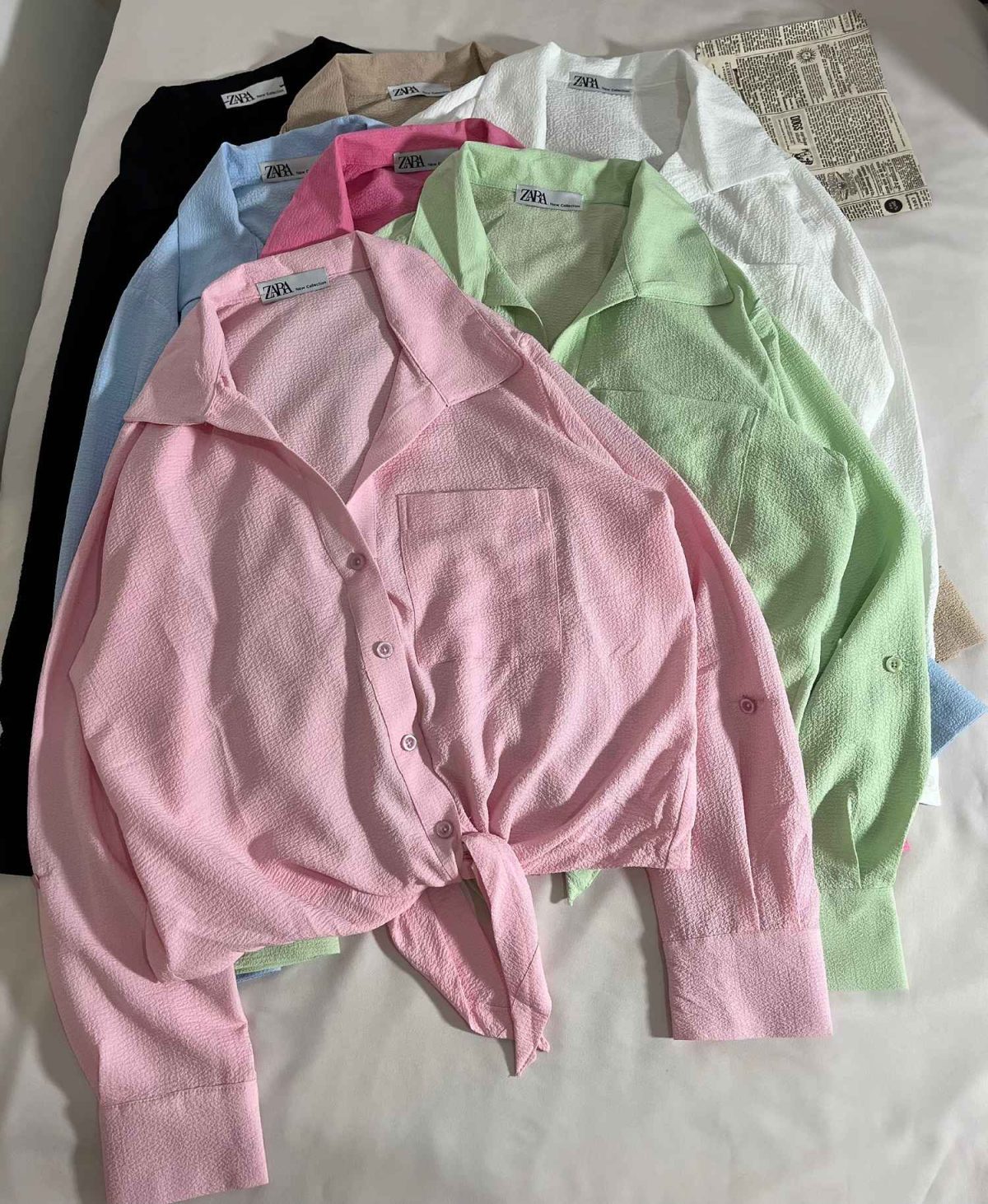 شومیز گره ای تک جیب پاستیلی(3219) - Image 2