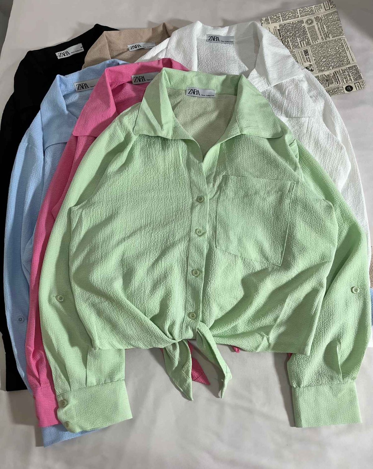 شومیز گره ای تک جیب پاستیلی(3219) - Image 4