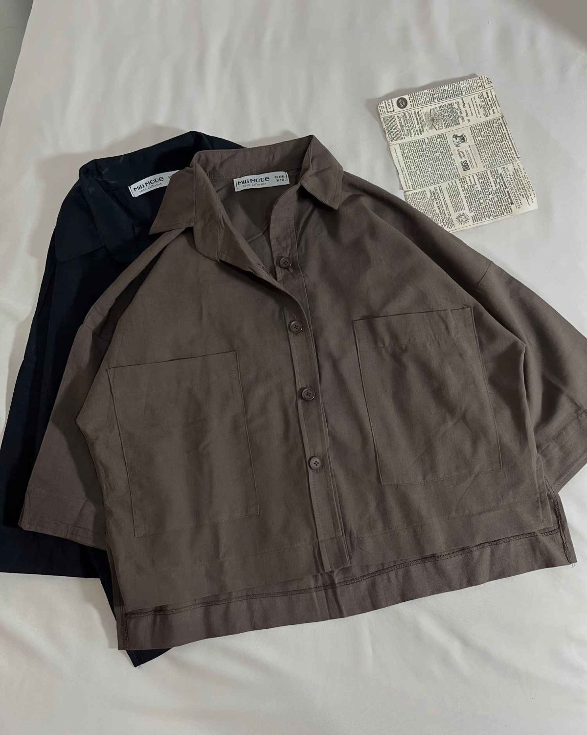 شومیز دوجیب پشت بلند لینن اسلپ م(3259) - Image 5