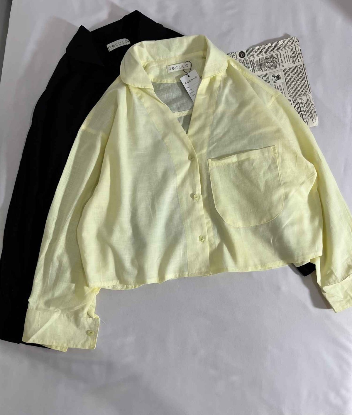 شومیز یقه هفت لینن اسلپ تک جیب ر(3266) - Image 4