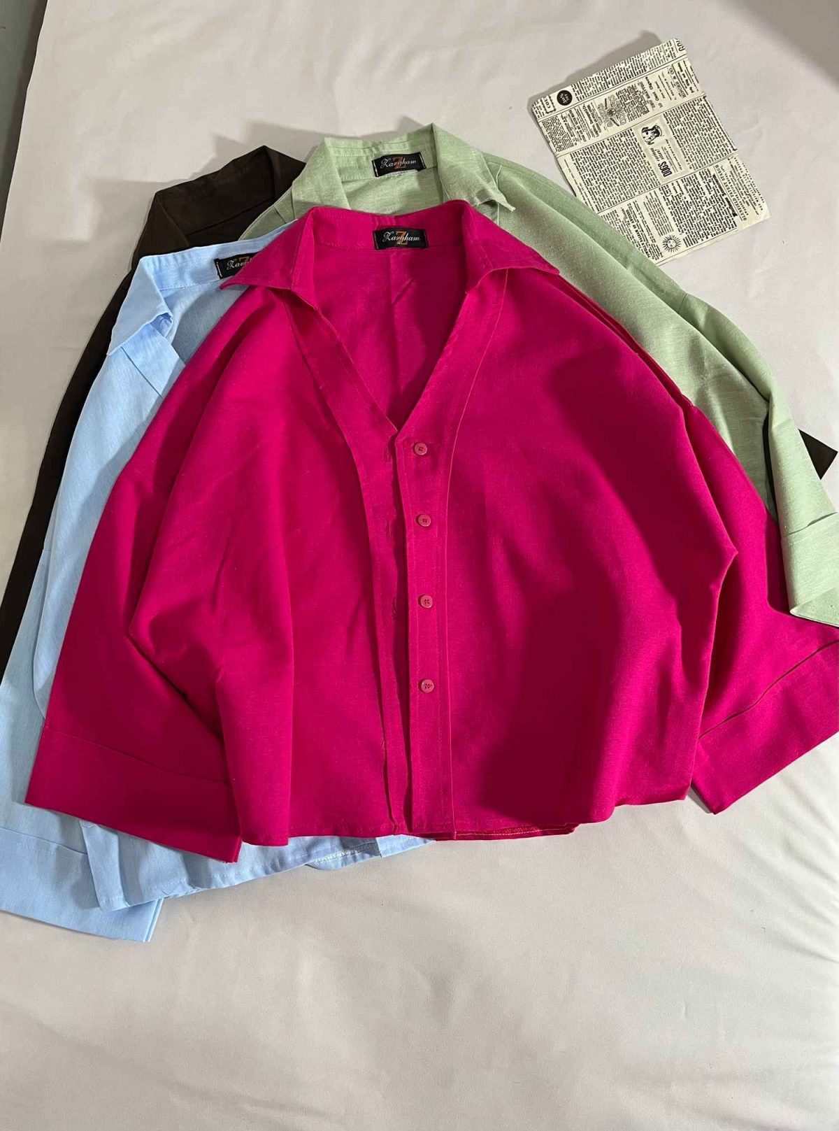 شومیز کنفی T یقه هفت بدون جیب(3268) - Image 2