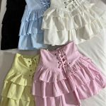 دامن کوتاه چیندار جلوبندی لینن اسلپ(3286)