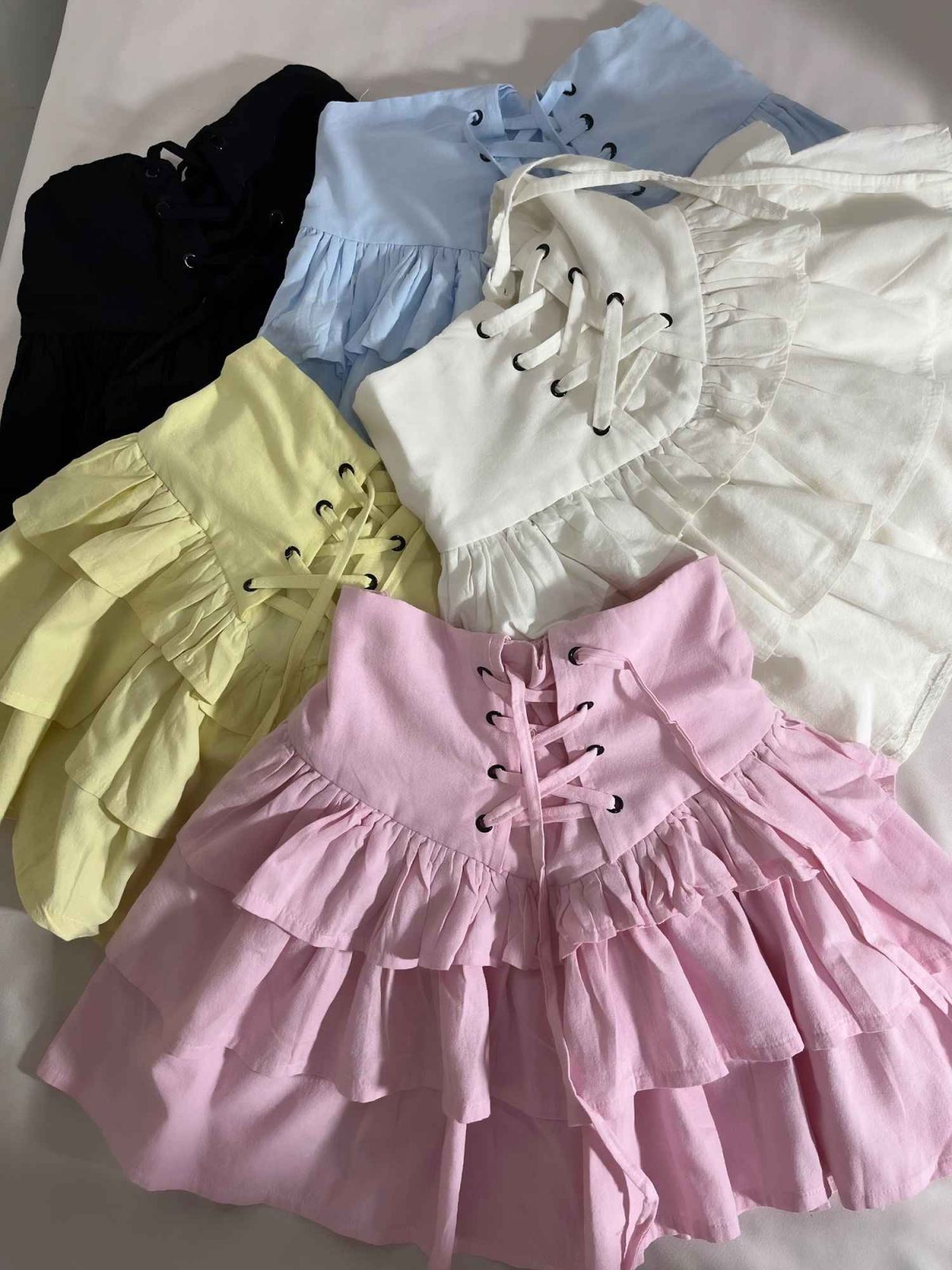 دامن کوتاه چیندار جلوبندی لینن اسلپ(3271) - Image 4