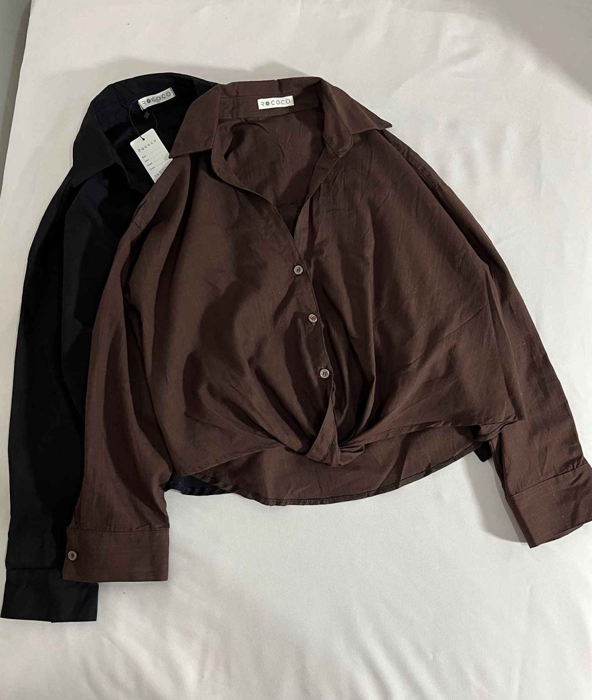 شومیز گره ثابت لینن اسلپ روکو(3287) - Image 4