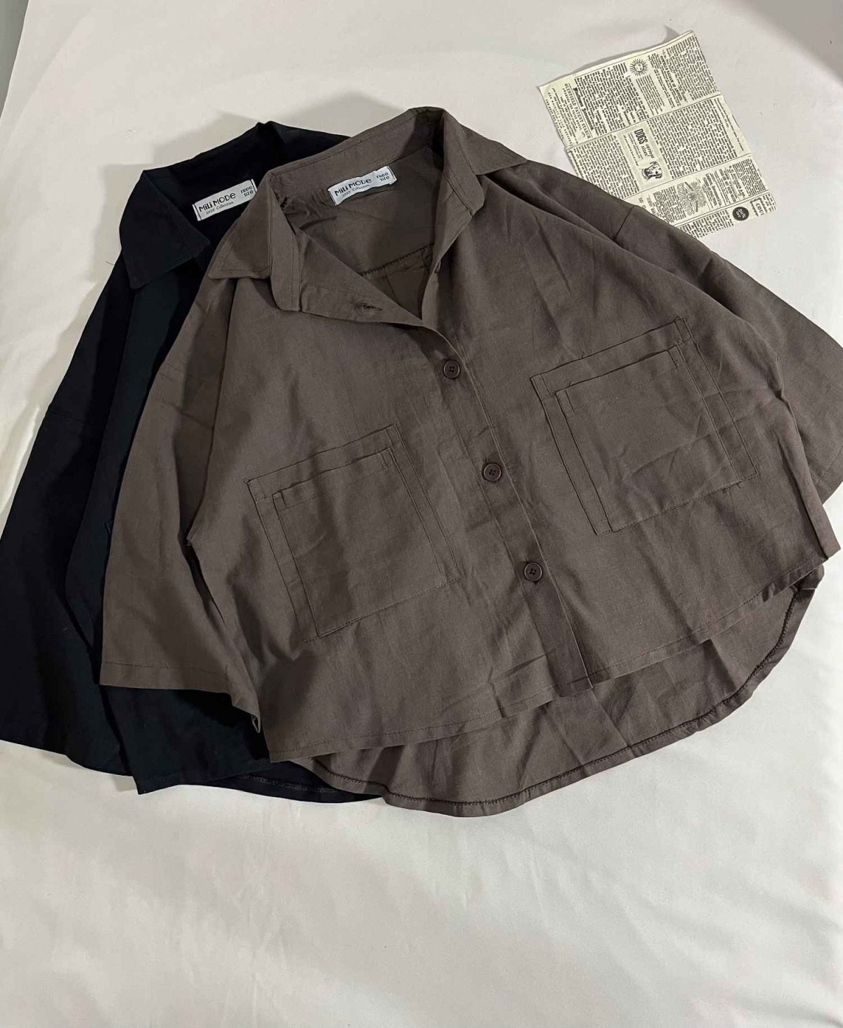 شومیز جیب دبل لینن اسلپ م(3289) - Image 4