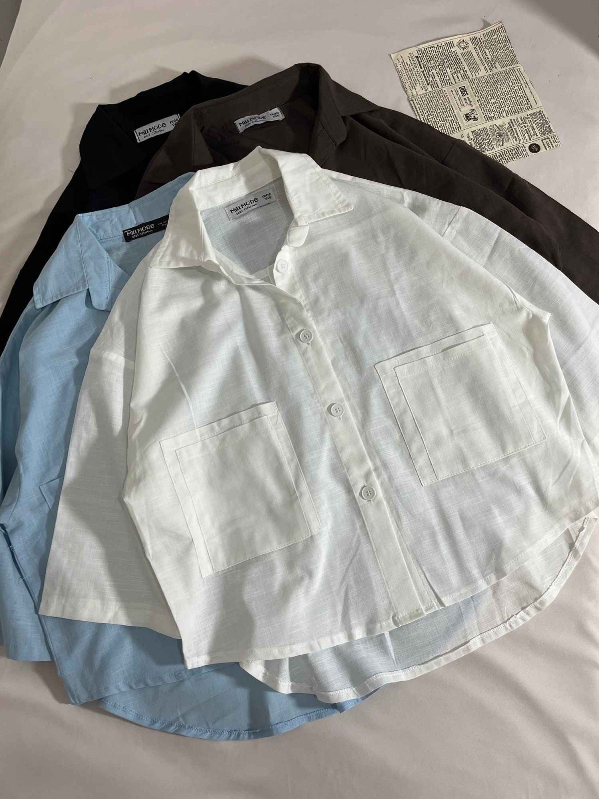 شومیز جیب دبل لینن اسلپ م(3289) - Image 3