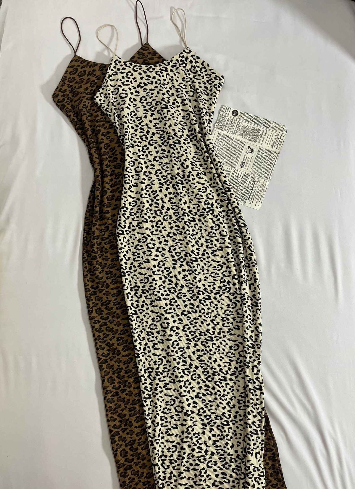 پیراهن بلند چاکدار پلنگی بند ماکرونی(3303) - Image 3