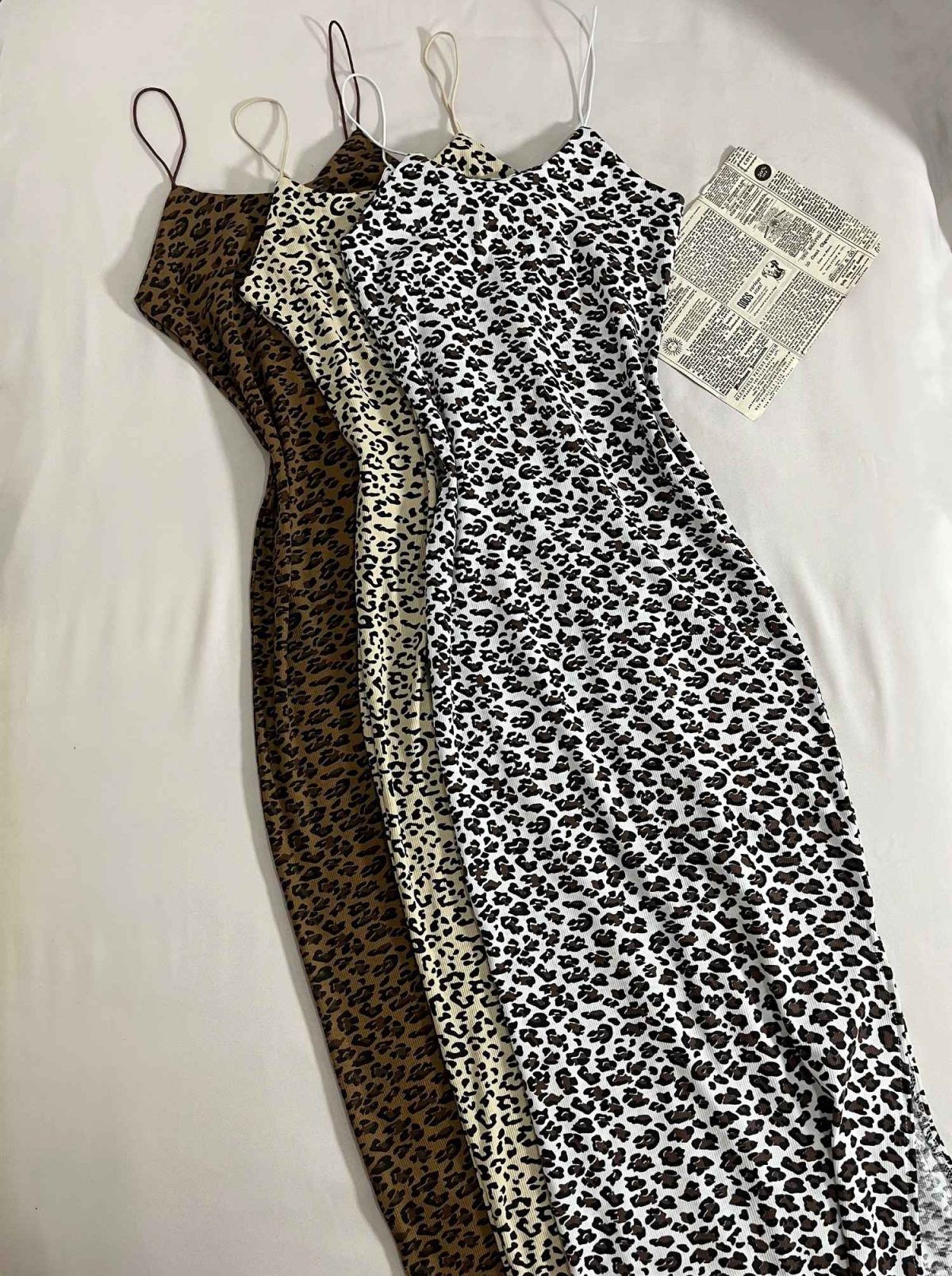 پیراهن بلند چاکدار پلنگی بند ماکرونی(3303) - Image 2