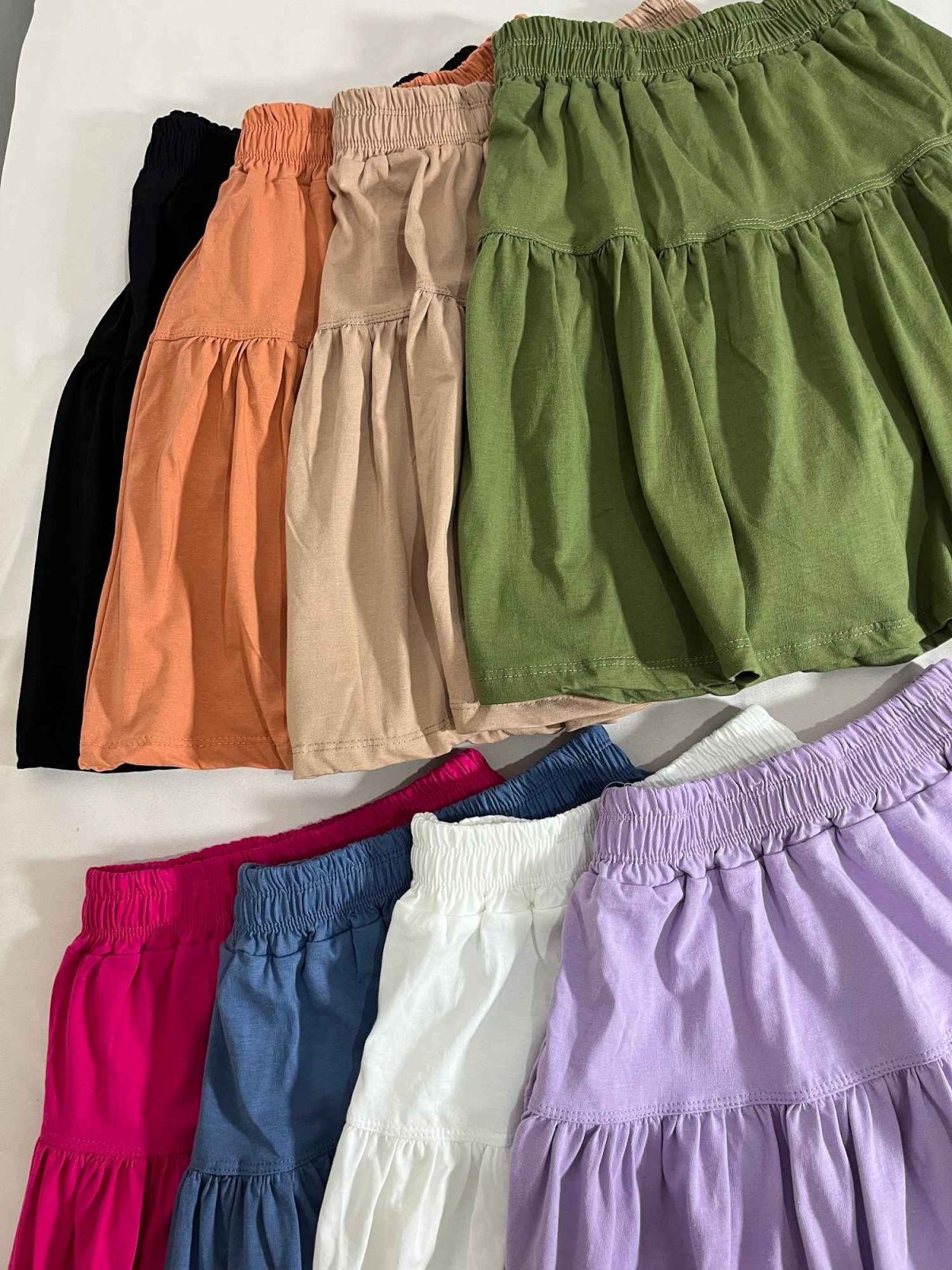 دامن کوتاه چیندار نخ پنبه(3304) - Image 2