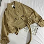 ترنچ کت کوتاه کمردار و آستین سگک(3319)