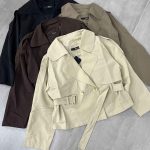 ترنچ کت آستردار دو دکمه کمر سگک دار(3330)