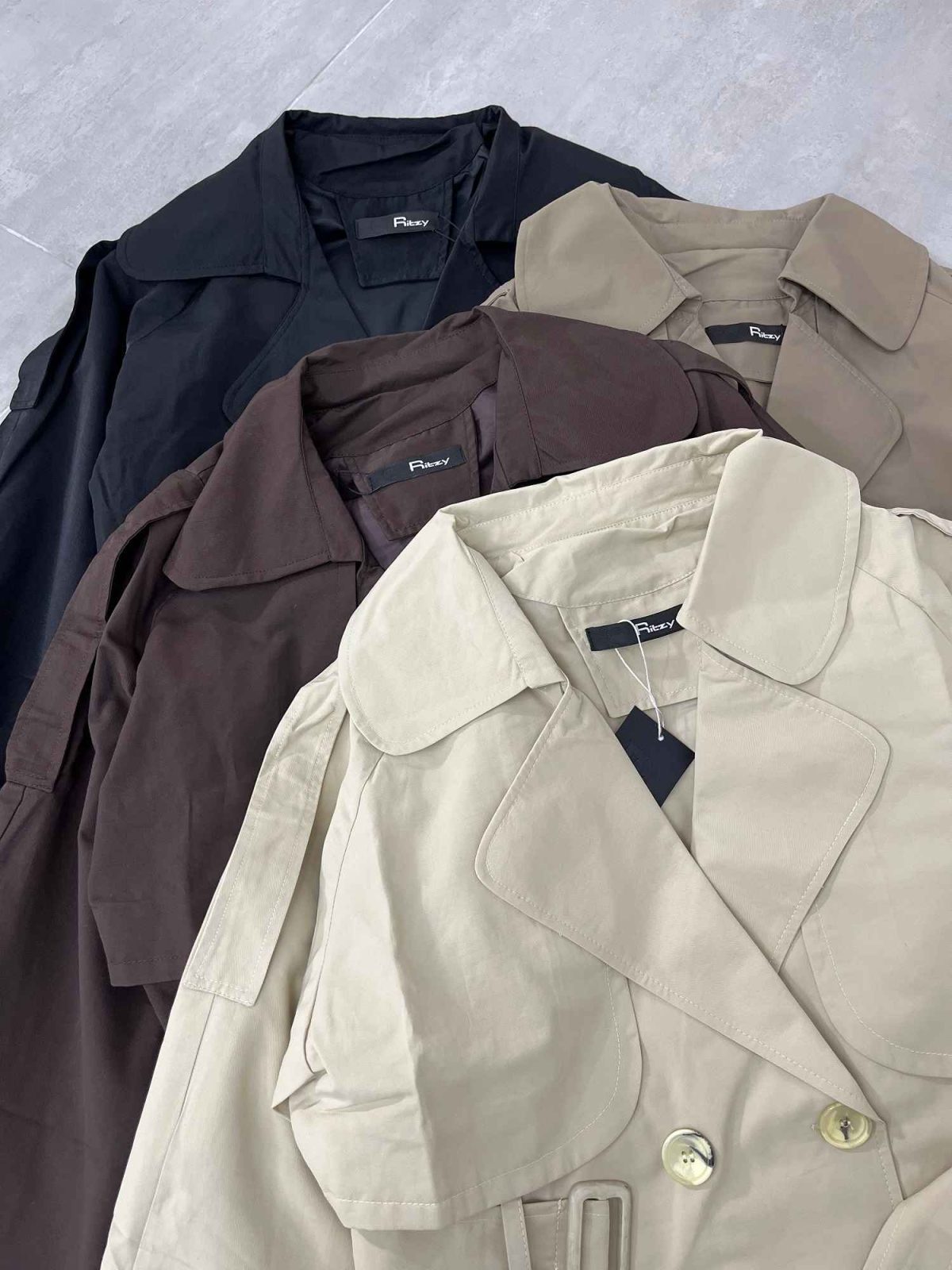 ترنچ کت آستردار دو دکمه کمر سگک دار(3330) - Image 4